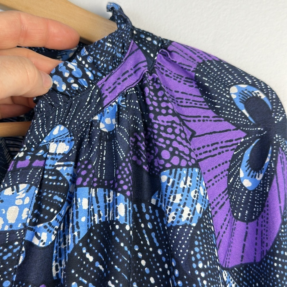XiRena Silk Cotton Hailey Print Blouse Long Sleeves Samll Quiet Luxury USA Made - Picture 6 of 16